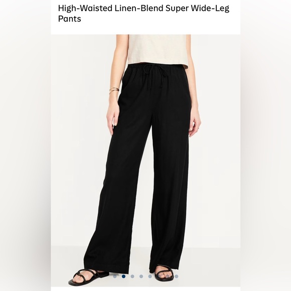 Old Navy Pants - High-Waisted Black Straight Leg Linen-Blend Pants
